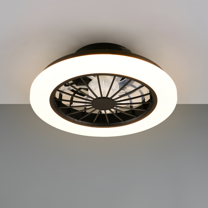Luz de teto LED RGBW dimerizável com ventoinha GHANA LED/24W/230V 3000-6500K branco/preto + controlo remoto