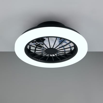 Luz de teto LED RGBW dimerizável com ventoinha GHANA LED/24W/230V 3000-6500K branco/preto + controlo remoto