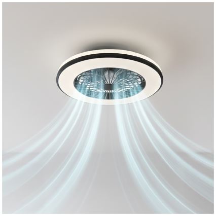 Luminária de teto LED regulável com ventilador VENTELUX LED/48W/230V 3000/4000/6500K Ø 48,5 cm preta + comando remoto
