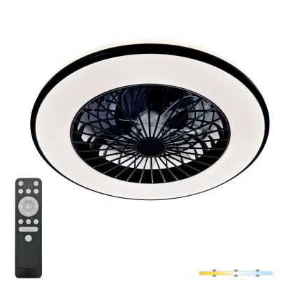 Luminária de teto LED regulável com ventilador VENTELUX LED/48W/230V 3000/4000/6500K Ø 48,5 cm preta + comando remoto