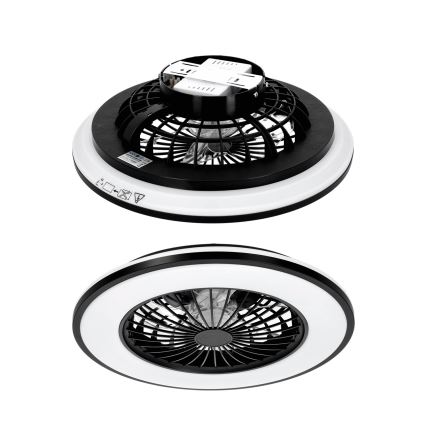 Luminária de teto LED regulável com ventilador VENTELUX LED/48W/230V 3000/4000/6500K Ø 48,5 cm preta + comando remoto