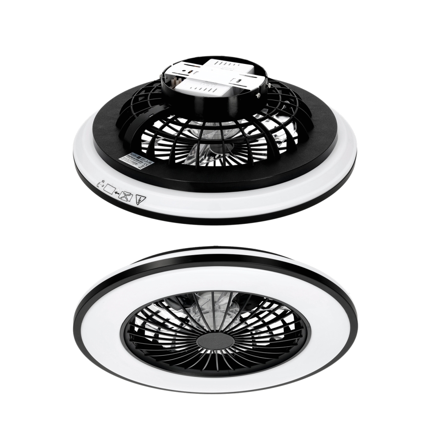 Luminária de teto LED regulável com ventilador VENTELUX LED/48W/230V 3000/4000/6500K Ø 48,5 cm preta + comando remoto