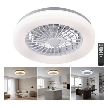 Candeeiro de teto LED dimerizável com ventilador VENTELUX LED/24W/230V 3000/4000/6500K Ø 45 cm branco + comando remoto