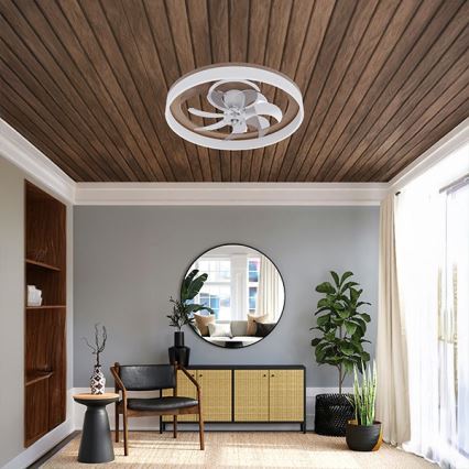 Candeeiro de tecto LED dimerizável com ventilador LED/40W/230V 3000-6500K castanho/branco + comando remoto