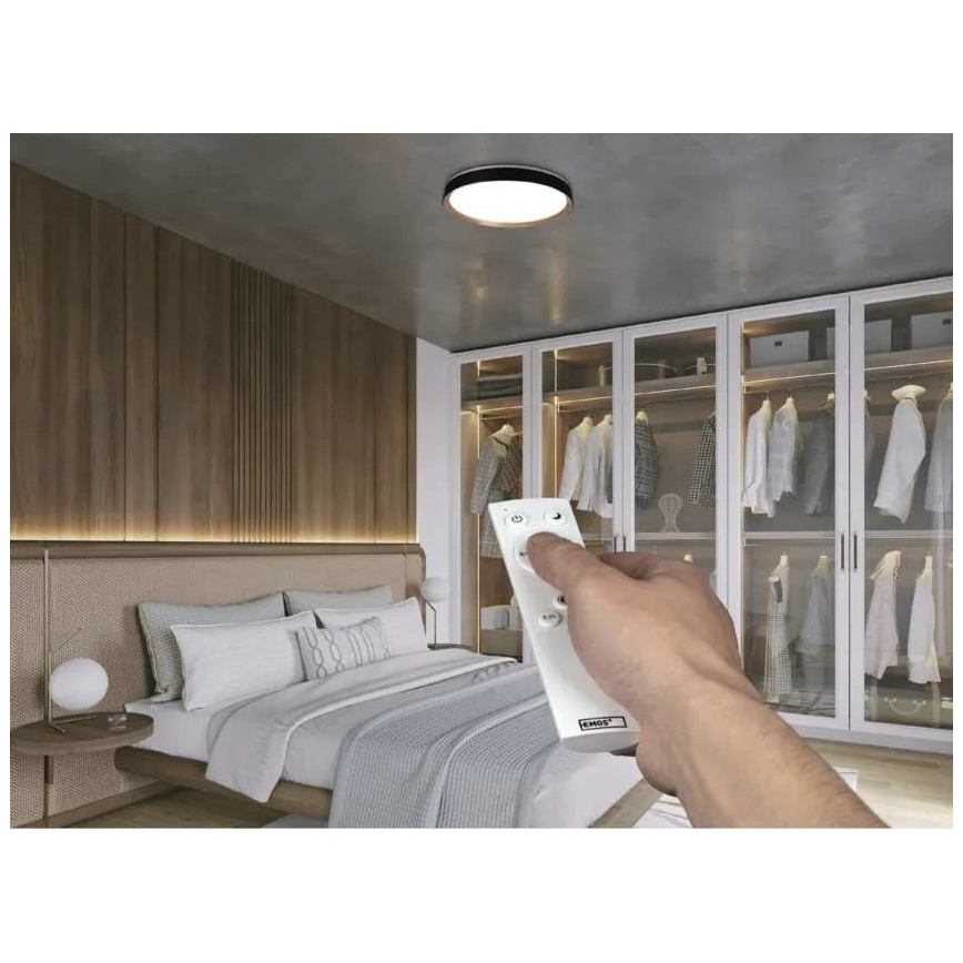 Candeeiro de tecto LED dimerizável ILVI LED/45W/230V 2700-6500K Ø 50 cm preto/bege + controlo remoto