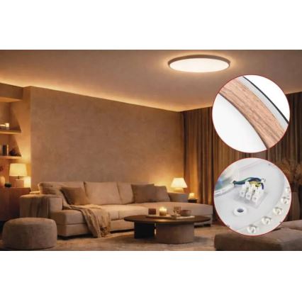 Candeeiro de tecto LED dimerizável ILVI LED/45W/230V 2700-6500K Ø 50 cm preto/bege + controlo remoto