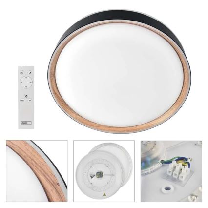 Candeeiro de tecto LED dimerizável ILVI LED/45W/230V 2700-6500K Ø 50 cm preto/bege + controlo remoto
