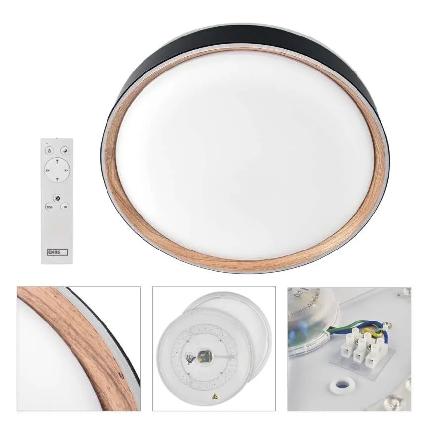 Candeeiro de tecto LED dimerizável ILVI LED/45W/230V 2700-6500K Ø 50 cm preto/bege + controlo remoto