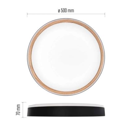 Candeeiro de tecto LED dimerizável ILVI LED/45W/230V 2700-6500K Ø 50 cm preto/bege + controlo remoto