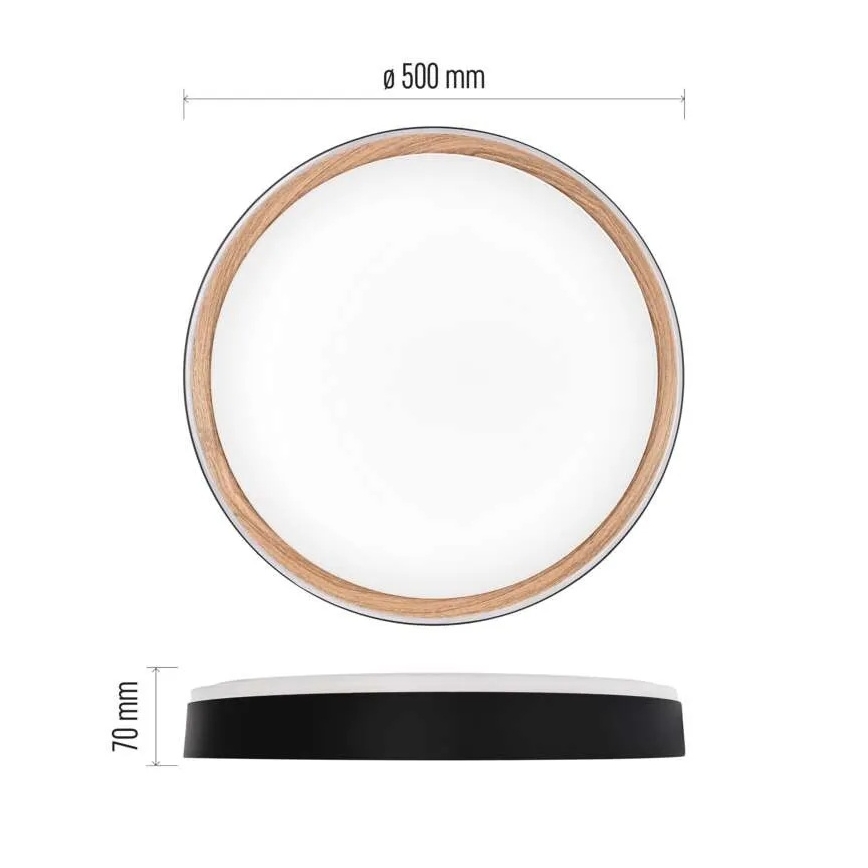 Candeeiro de tecto LED dimerizável ILVI LED/45W/230V 2700-6500K Ø 50 cm preto/bege + controlo remoto