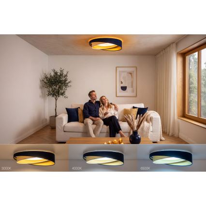 Luminária de teto LED regulável SMART GALAXY MODERN LED/24W/230V 3000–6500K Ø 55 cm azul/branco/dourado + comando remoto
