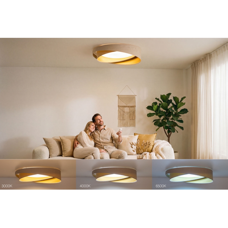 Luminária de teto LED regulável SMART GALAXY MODERN LED/24W/230V 3000-6500K Ø 55 cm bege/dourado + comando remoto