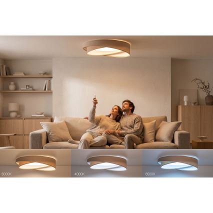 Luminária de teto LED dimerizável SMART GALAXY MODERN LED/24W/230V 3000-6500K diâmetro 55 cm bege/branca + controlo remoto