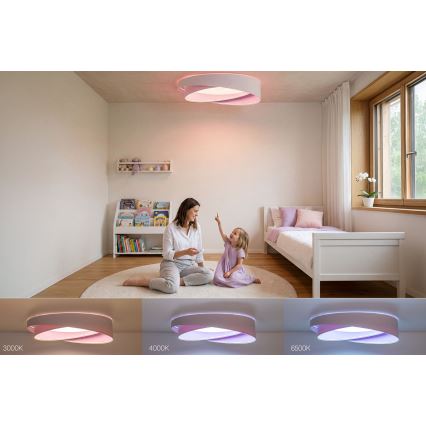 Candeeiro de teto LED dimerizável SMART GALAXY MODERN LED/24W/230V 3000-6500K Ø 55 cm branco/roxo + controlo remoto