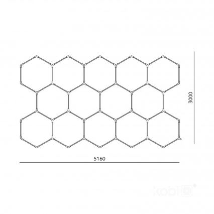 Candeeiro de teto LED HEXLINE LED/513W/230V 6500K 300x516 cm branco