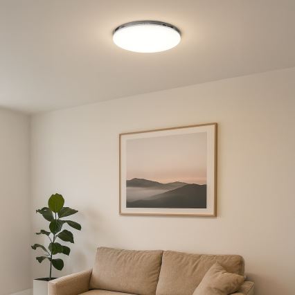 Candeeiro de teto LED MAYA LED/36W/230V Ø 50 cm acabamento cromado brilhante
