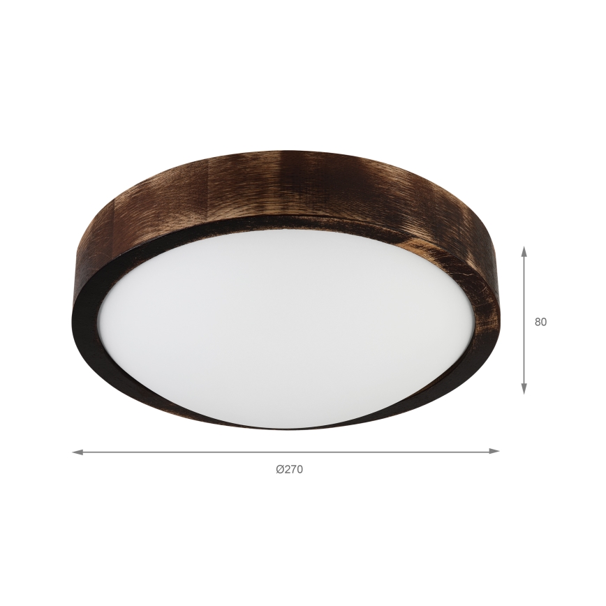 Candeeiro de teto LED OAK SMOKY SLIM LED/20W/230V 4000K Ø 27 cm carvalho/castanho escuro