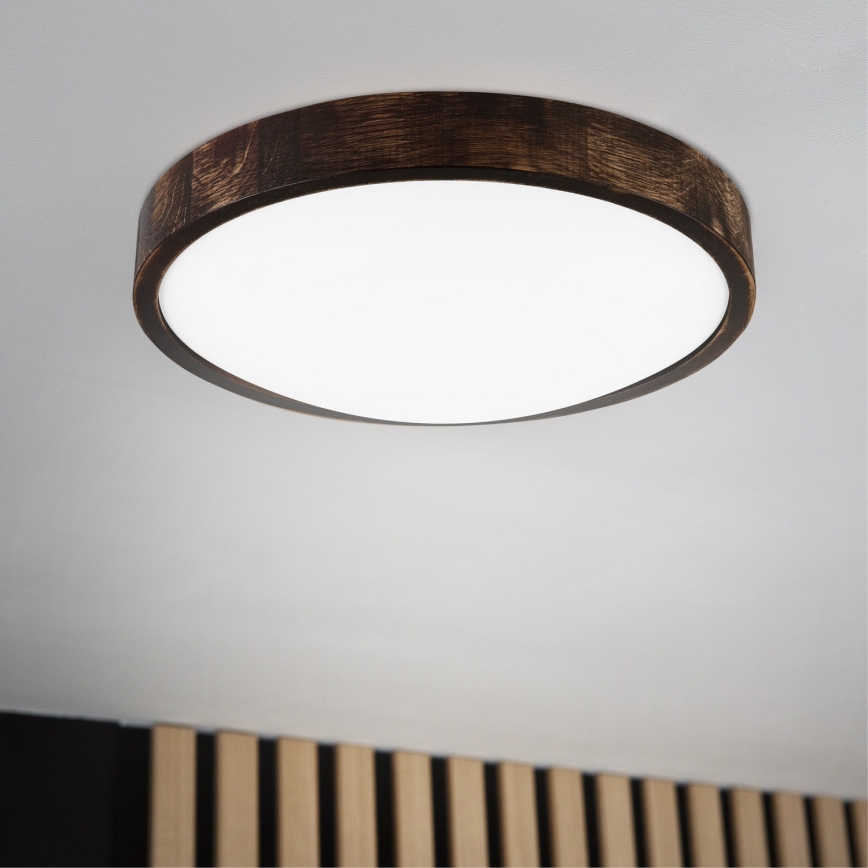 Candeeiro de teto LED OAK SMOKY SLIM LED/36W/230V 4000K Ø 37 cm carvalho/castanho escuro