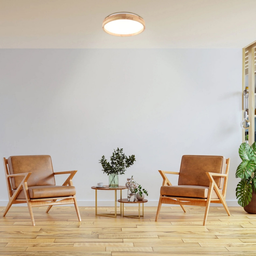 Candeeiro de tecto em madeira para casa de banho LED/12W/230V Ø 27 cm IP44 carvalho