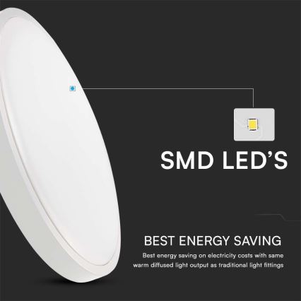 Candeeiro de teto LED para casa de banho 18W/230V 3000K IP44 Ø 25 cm branco