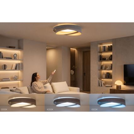 Candeeiro de tecto regulável SMART GALAXY MODERN LED/24W/230V 3000-6500K Ø 55 cm cinzento/prateado + controlo remoto