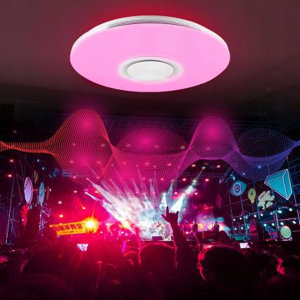 Candeeiro de teto LED RGBW dimerizável com altifalante integrado LED/60W/230V 3000-6000K Ø 40 cm branco + controlo remoto