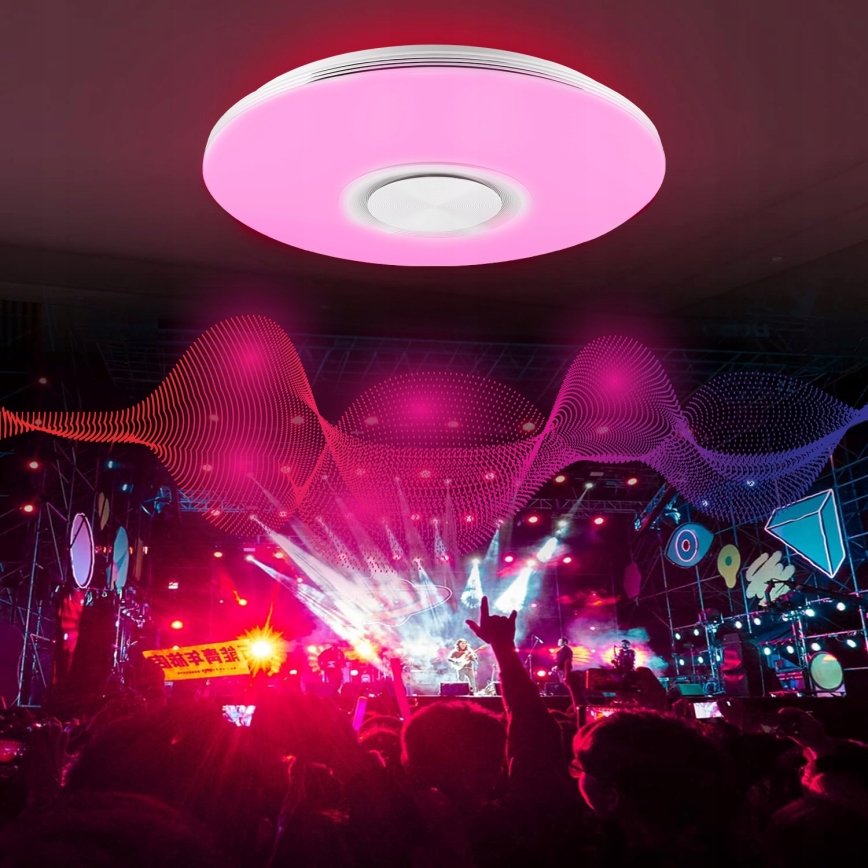 Candeeiro de teto LED RGBW dimerizável com altifalante integrado LED/60W/230V 3000-6000K Ø 40 cm branco + controlo remoto