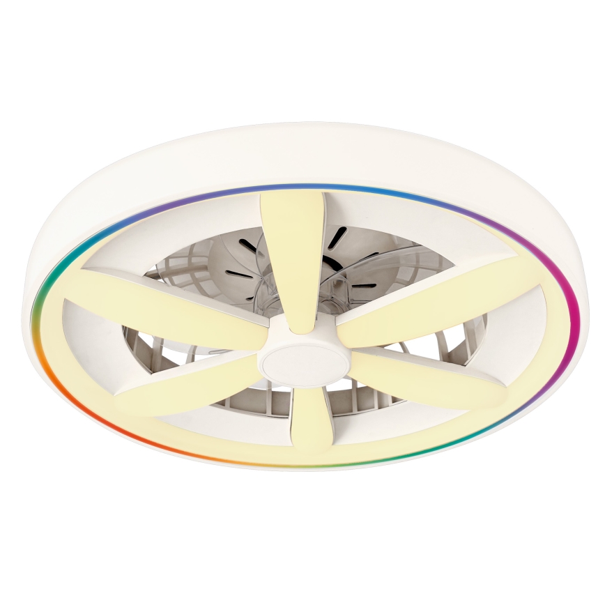 Luz de teto LED RGBW regulável com ventilador MALAWI LED/48W/230V 3000-6500K branca + controlo remoto