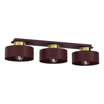 Candeeiro de teto MARTI 3xE27/15W/230V 68x20,5 cm bordô/dourado