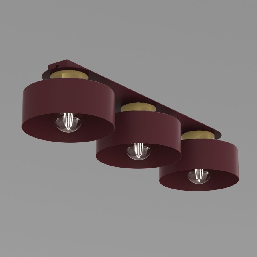 Candeeiro de teto MARTI 3xE27/15W/230V 68x20,5 cm bordô/dourado