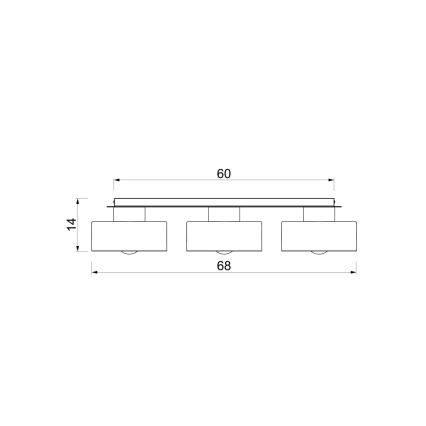 Candeeiro de teto MARTI 3xE27/15W/230V 68x20,5 cm bordô/dourado
