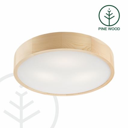 Candeeiro de teto NATURAL 3xE27/60W/230V, diâmetro 47,5 cm, pinho
