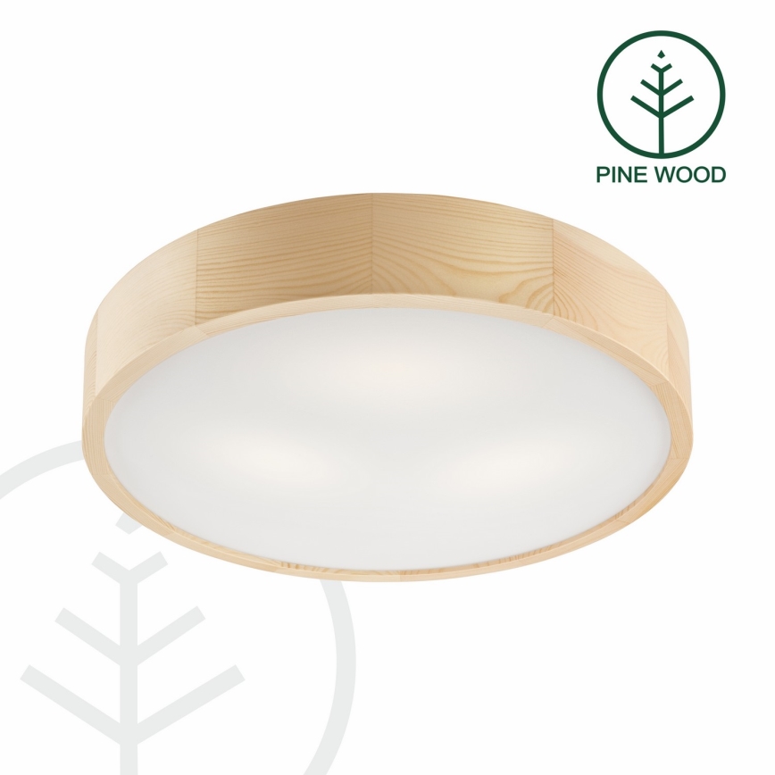 Candeeiro de teto NATURAL 3xE27/60W/230V, diâmetro 47,5 cm, pinho
