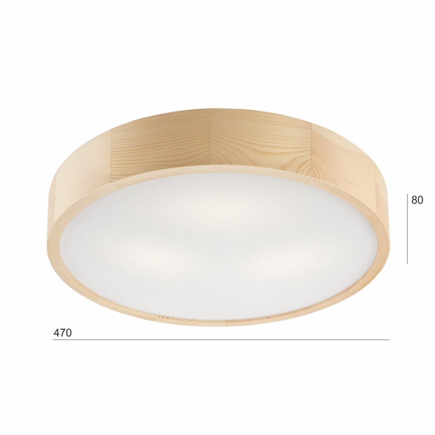 Candeeiro de teto NATURAL 3xE27/60W/230V, diâmetro 47,5 cm, pinho