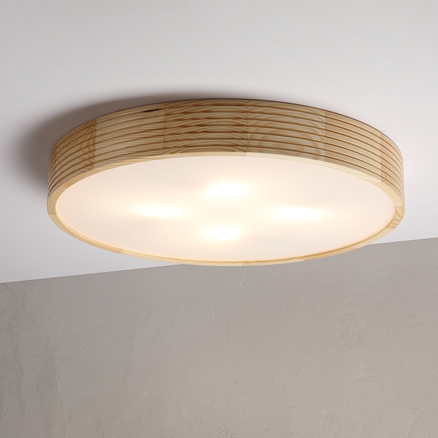 Candeeiro de teto NATURAL MODERN 4xE27/15W/230V Ø 58 cm pinho
