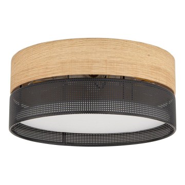 Candeeiro de teto NICOL 4xE27/15W/230V Ø 50 cm folheado/preto