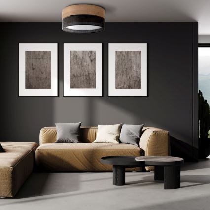 Candeeiro de teto NICOL 4xE27/15W/230V Ø 50 cm folheado/preto