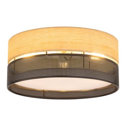Candeeiro de teto NICOL 4xE27/15W/230V Ø 50 cm folheado/preto