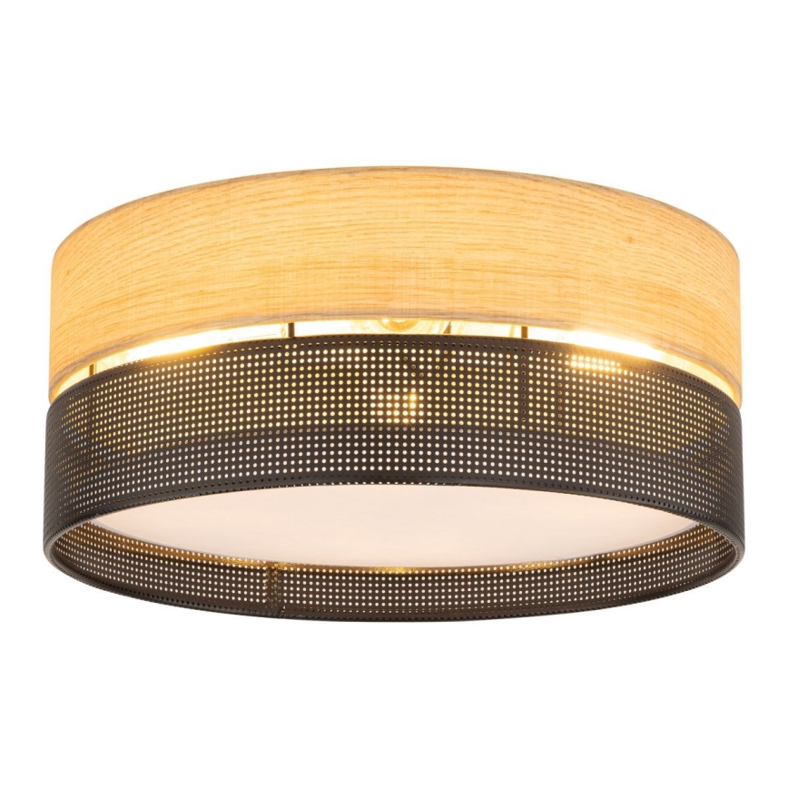 Candeeiro de teto NICOL 4xE27/15W/230V Ø 50 cm folheado/preto