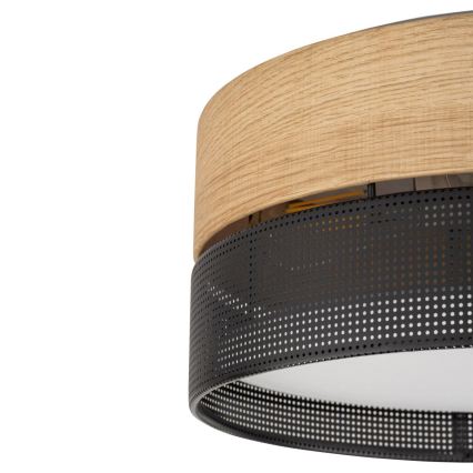 Candeeiro de teto NICOL 4xE27/15W/230V Ø 50 cm folheado/preto