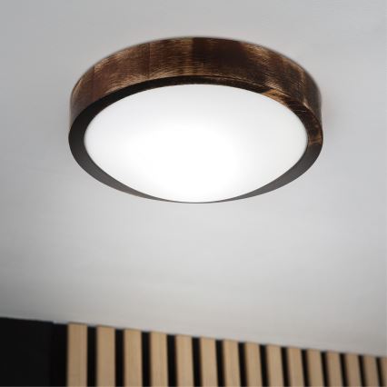 Candeeiro de teto OAK SMOKY SLIM 1xE27/15W/230V Ø 27 cm carvalho/castanho escuro