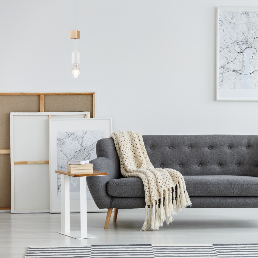 Candeeiro de teto suspenso ORAZIO 1xE27/60W/230V faia