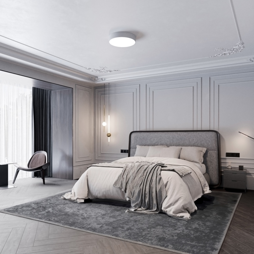 Candeeiro de teto para casa de banho com sensor CLEO 4xE27/24W/230V, diâmetro 50 cm, IP54, cinza