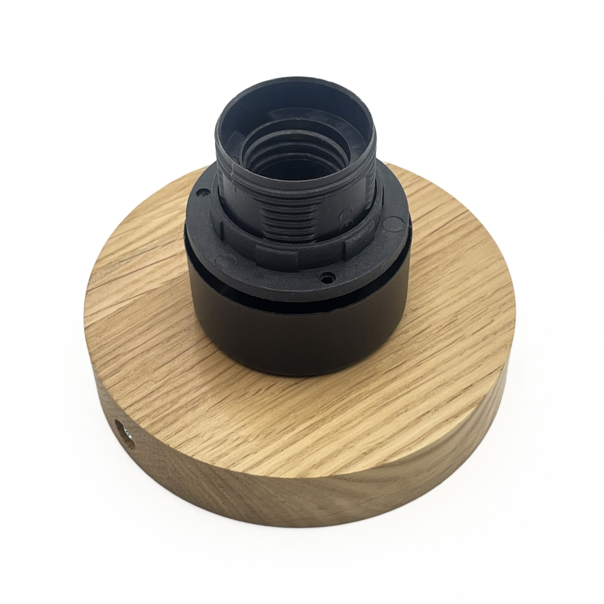 Candeeiro de teto ROCCO WOOD 1xE27/15W/230V carvalho/bege fumê Ø 18 cm