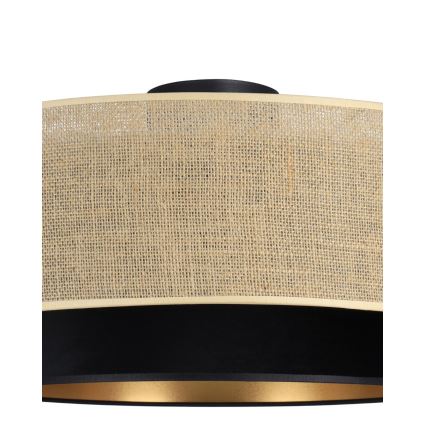 Candeeiro de teto SARTA 1xE27/60W/230V Ø 45 cm preto/juta