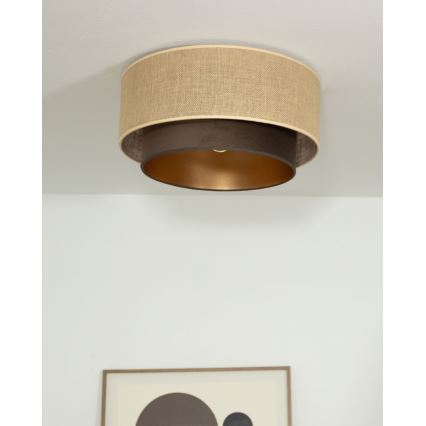 Candeeiro de teto SARTA 1xE27/60W/230V Ø45 cm castanho/juta