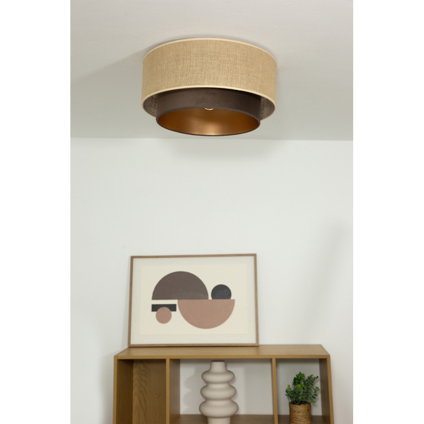 Candeeiro de teto SARTA 1xE27/60W/230V Ø45 cm castanho/juta