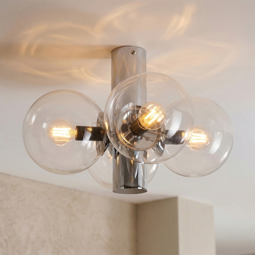 Candeeiro de teto SFERIO 4xE14/5W/230V cromado brilhante/vidro transparente