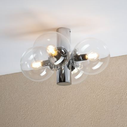 Candeeiro de teto SFERIO 4xE14/5W/230V cromado brilhante/vidro transparente