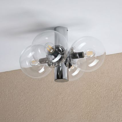 Candeeiro de teto SFERIO 4xE14/5W/230V cromado brilhante/vidro transparente